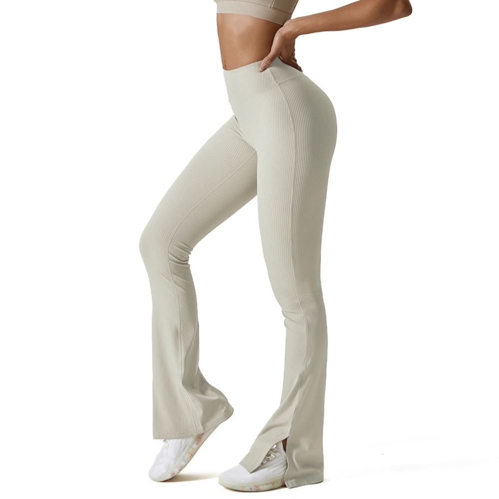 High-Waist Ribbed Flare Pants
